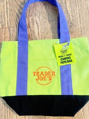 NWT Trader Joe's Halloween trick or treat Mini Canvas Tote Bag